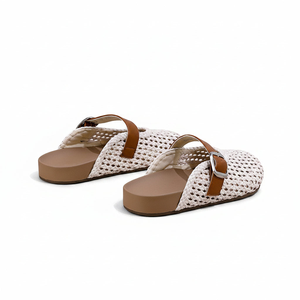 Sandals women's summer woven black flat half-slippers