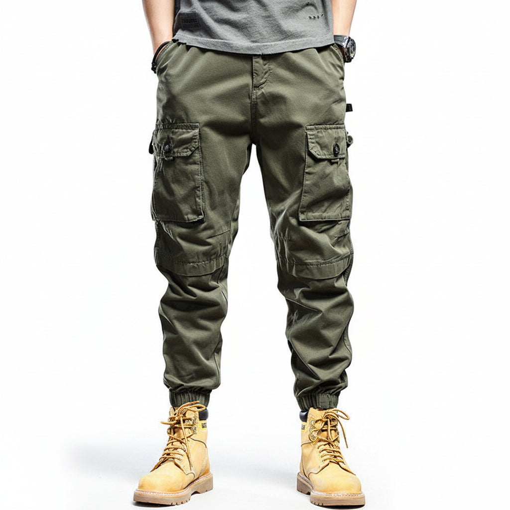 Black army green cargo pants men's trousers