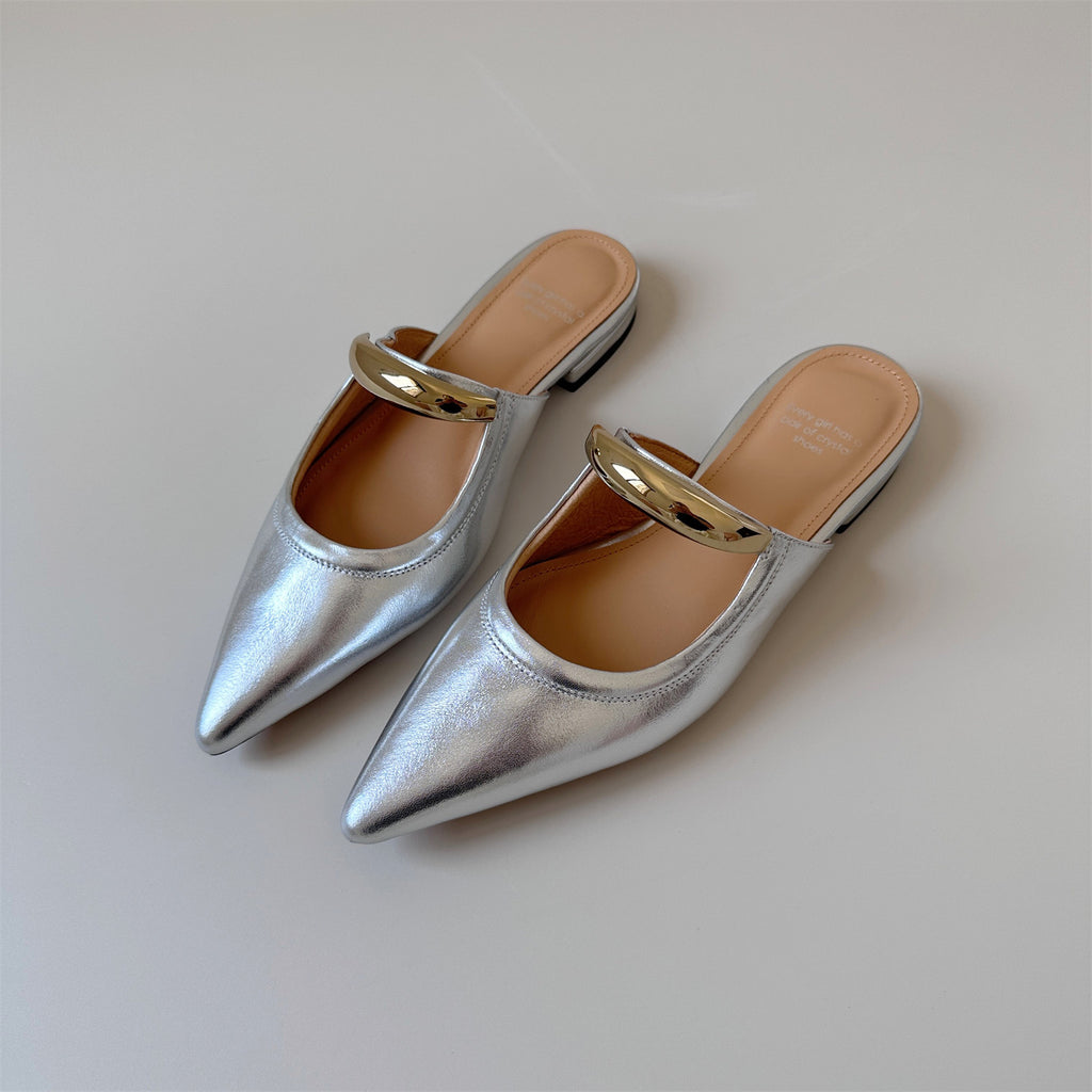White Half slide sandals women shoes