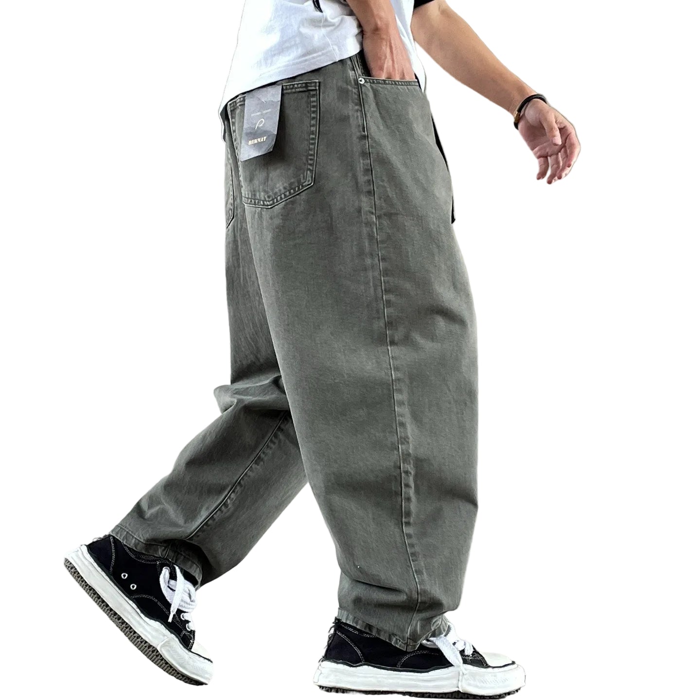 Ultra-loose wide-leg cargo tapered plus size men denim