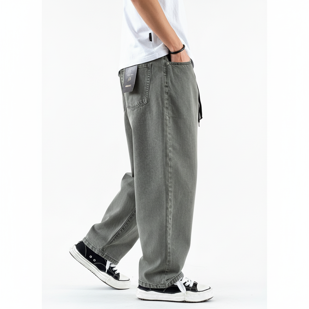 Ultra-loose wide-leg cargo tapered plus size men denim
