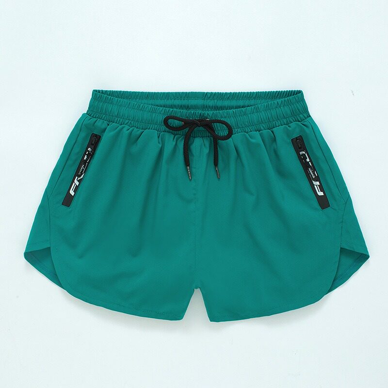 Avocado green beach pants men's with lined double layer stretch shorts