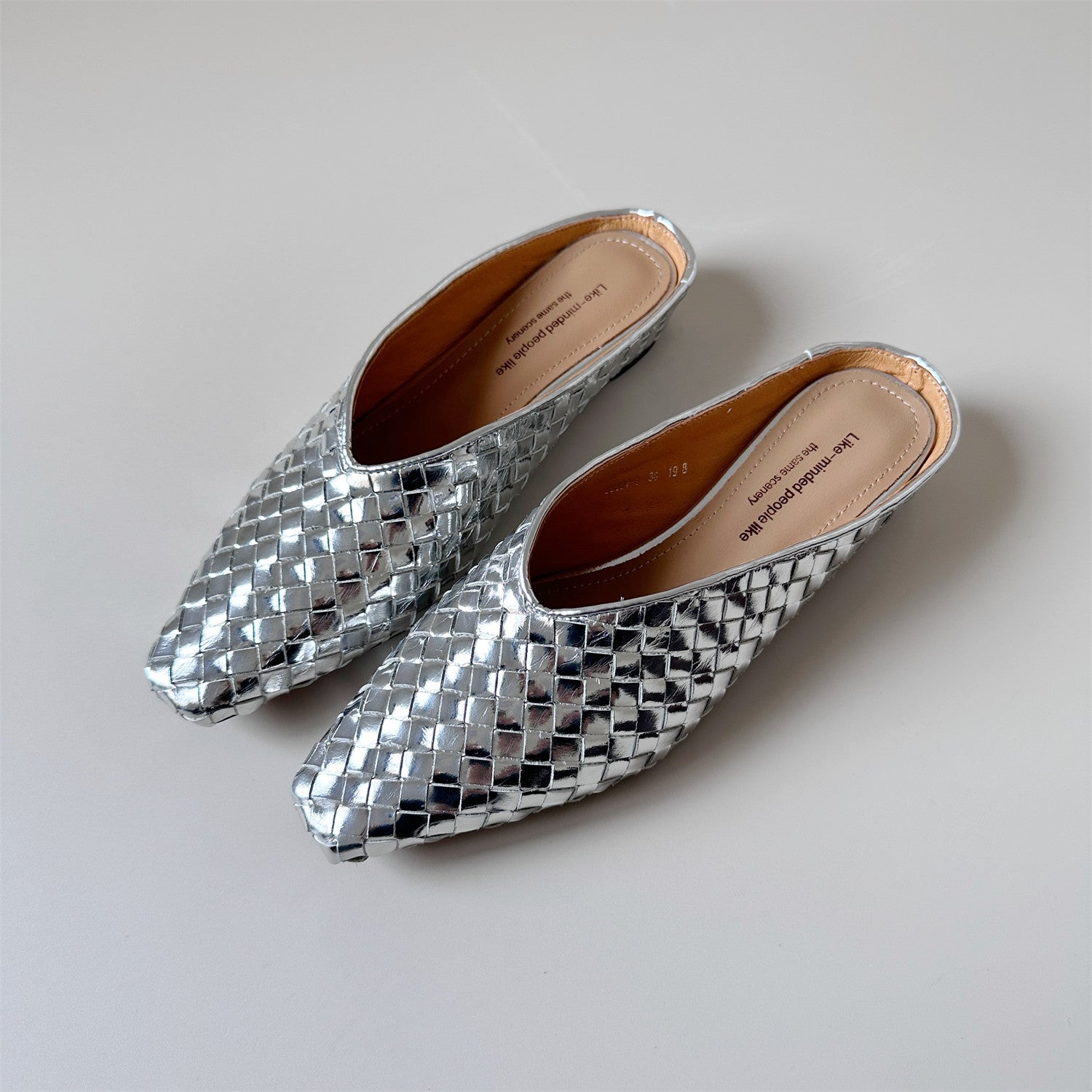Low wedge slippers gold silver slide  sandals