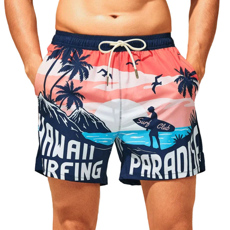 Beach pants men's quick-drying loose print pants