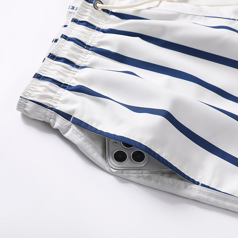 Summer striped beach pants for men loose shorts