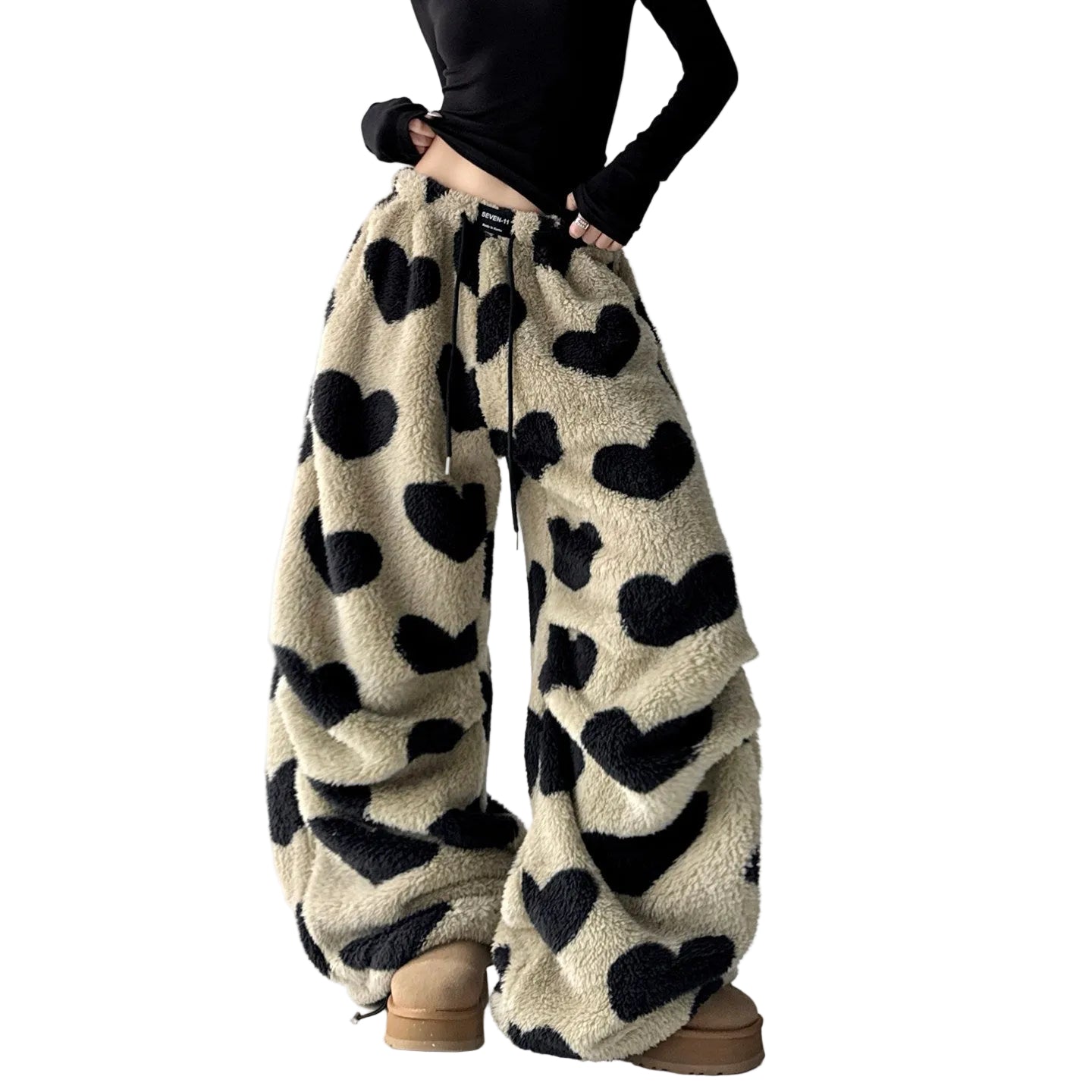 Wool wide-leg pants women loose fit