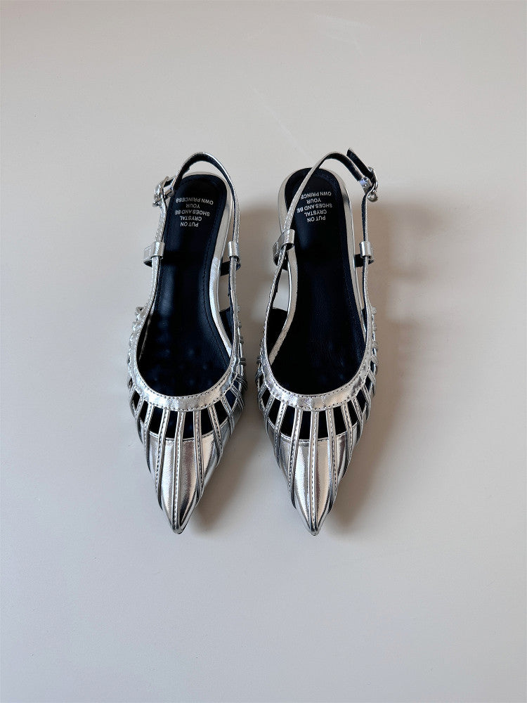Low mid-heel wedge sandals women's summer pointed toe shoes