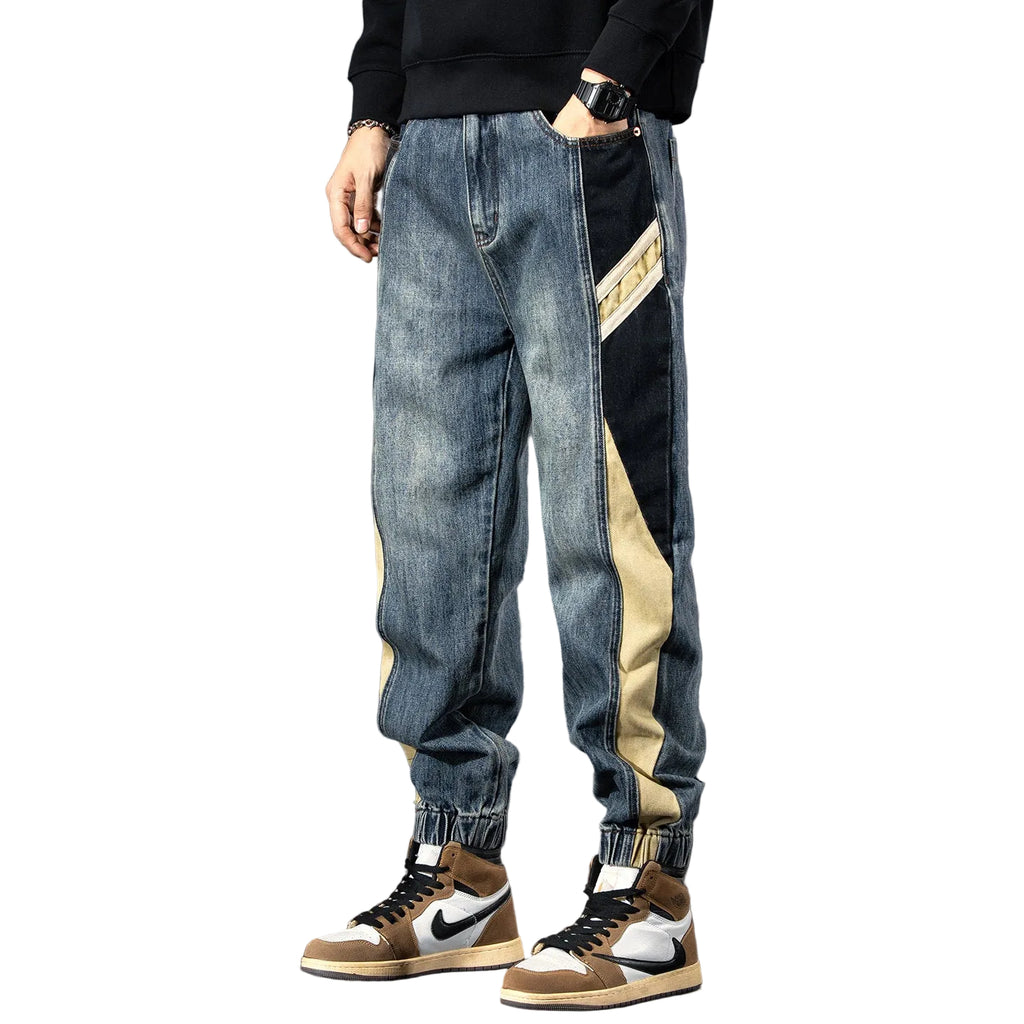 Jeans elasticated waist men denim pants