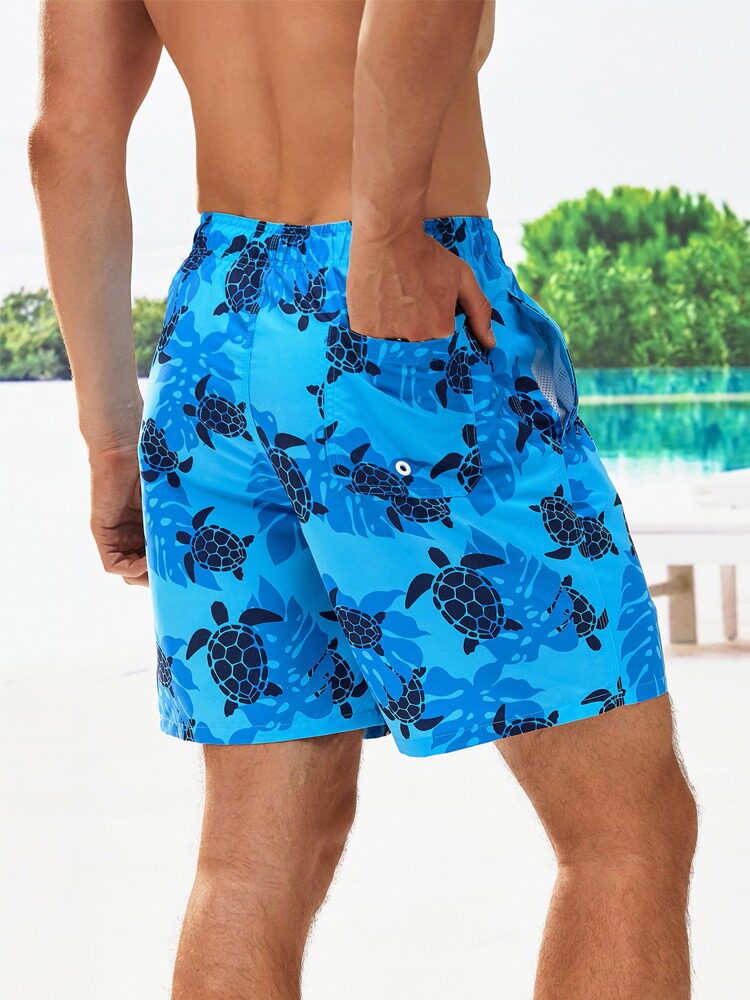 Turtle print shorts casual beach pants me swimming trunks