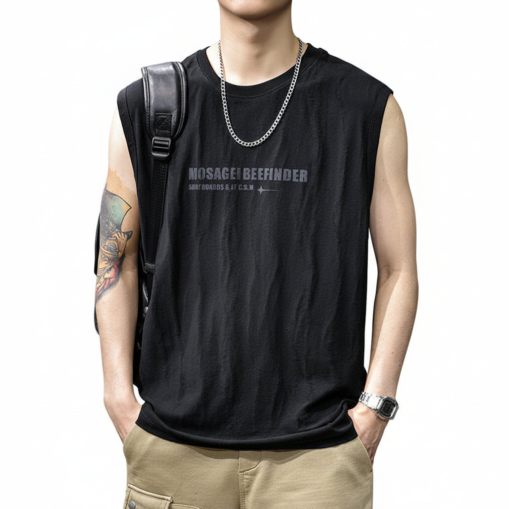Shoulder men's summer new fashion casual sports fitness sleeveless t-shirt