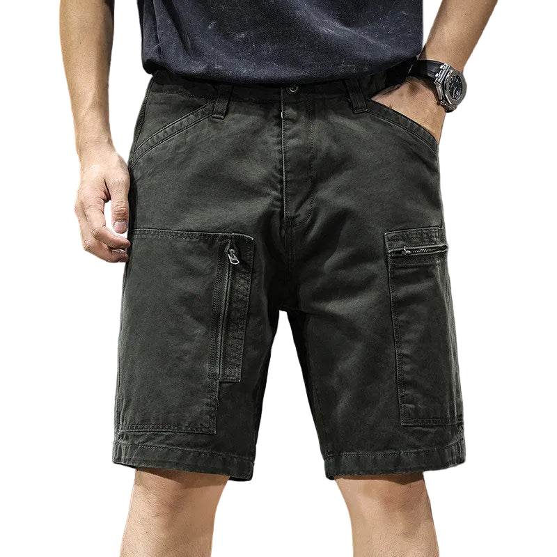 Summer cotton men's casual shorts loose multi-pocket cargo straight mids
