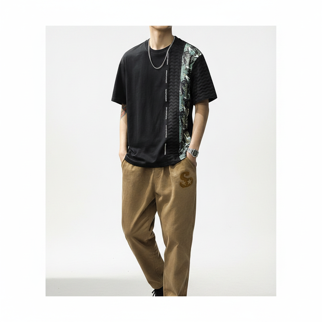 T-shirt ruffian top half sleeve