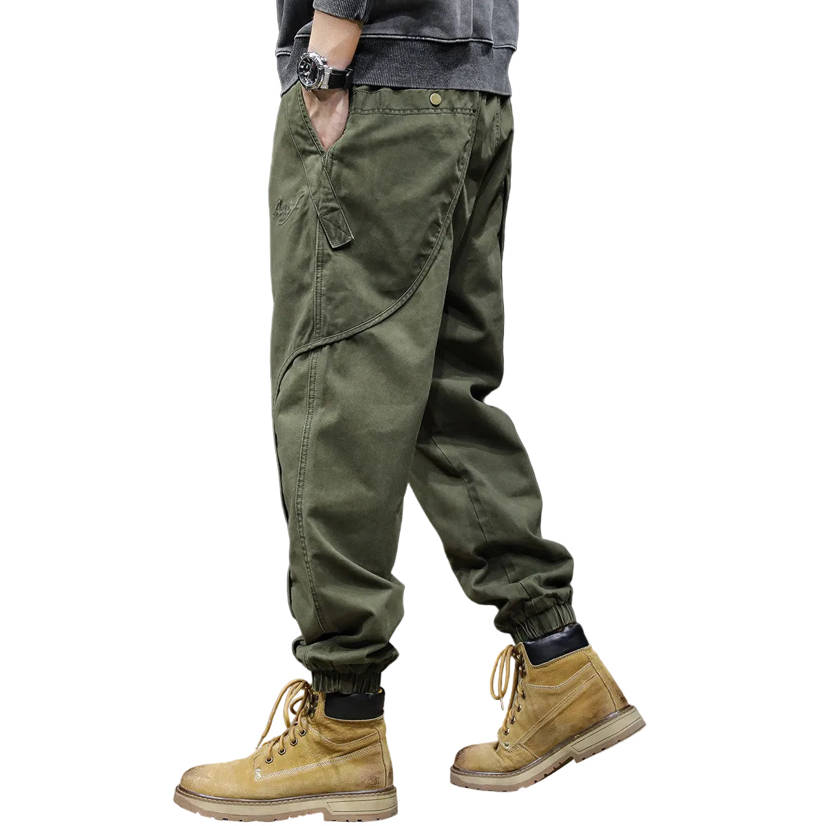 Black cargo pants men's casual trousers