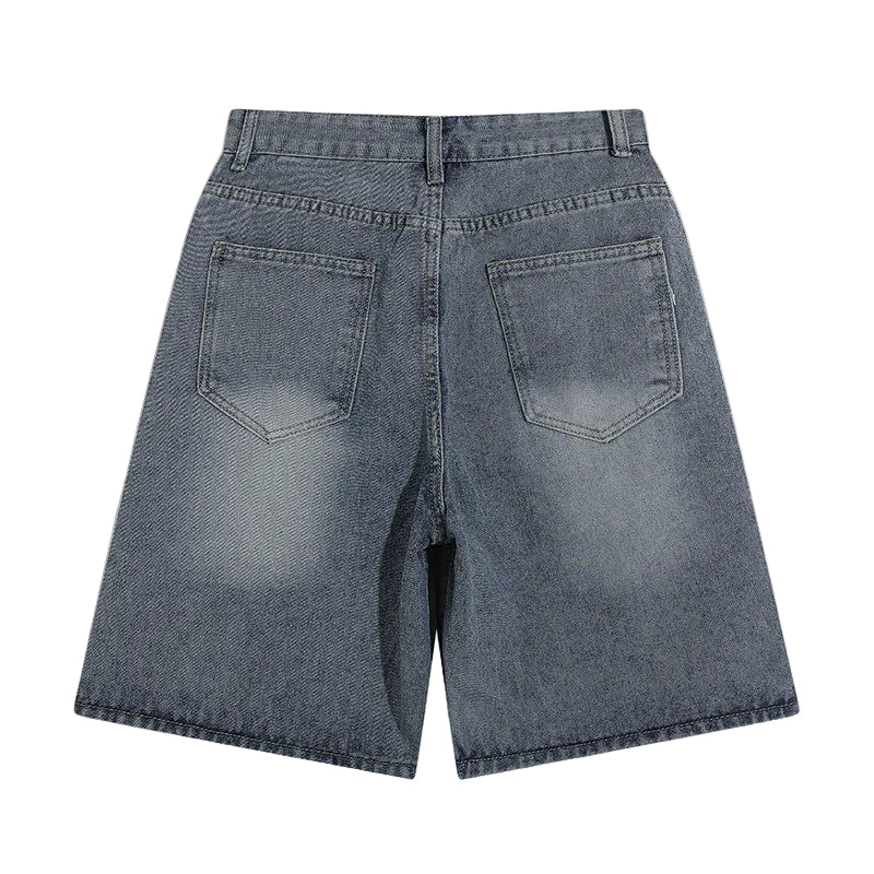 Embroidered denim shorts for men and women wide leg pants