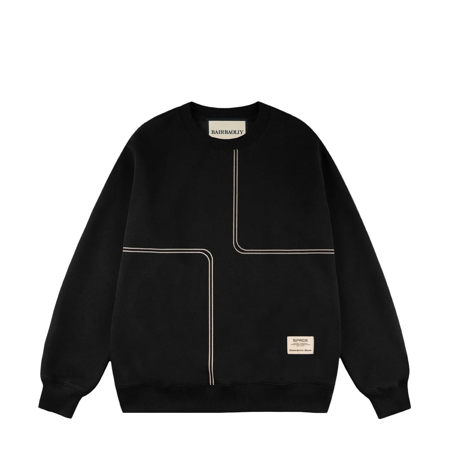 Black versatile casual round neck thick cotton hoodies
