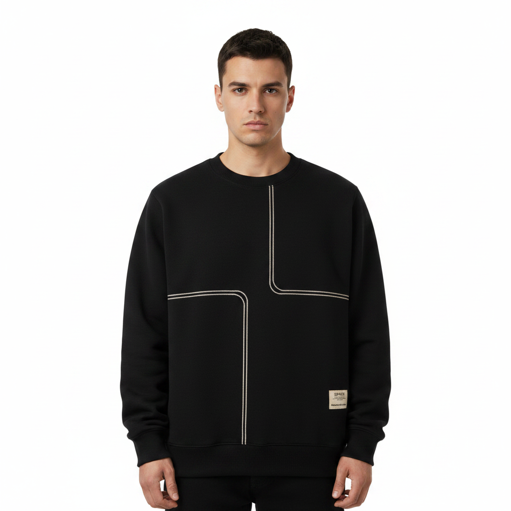 Black versatile casual round neck thick cotton hoodies