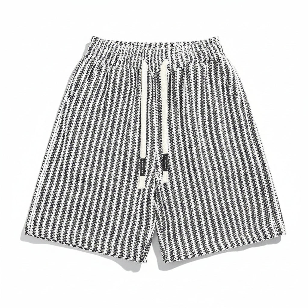 Silk knitted striped shorts unisex pants