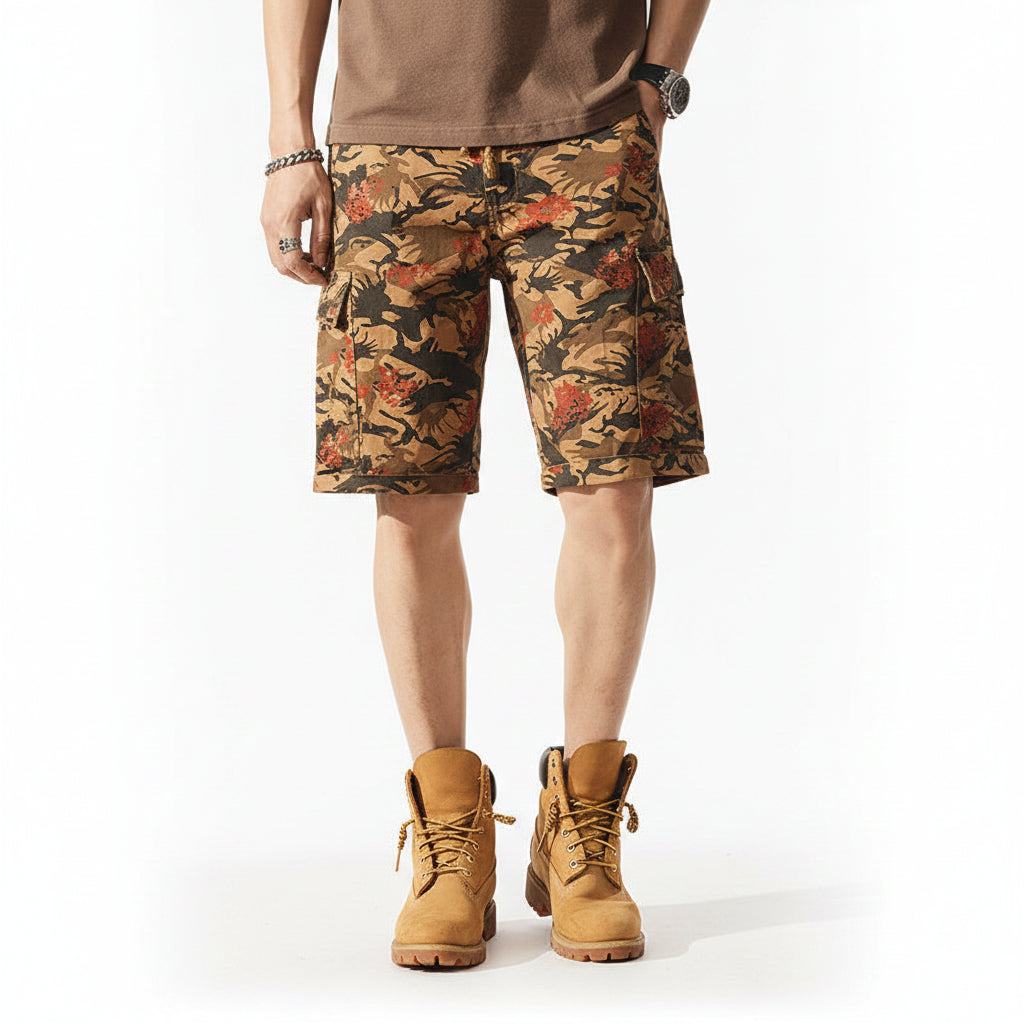 Tide cargo shorts pants men's loose fashion camouflage trousers