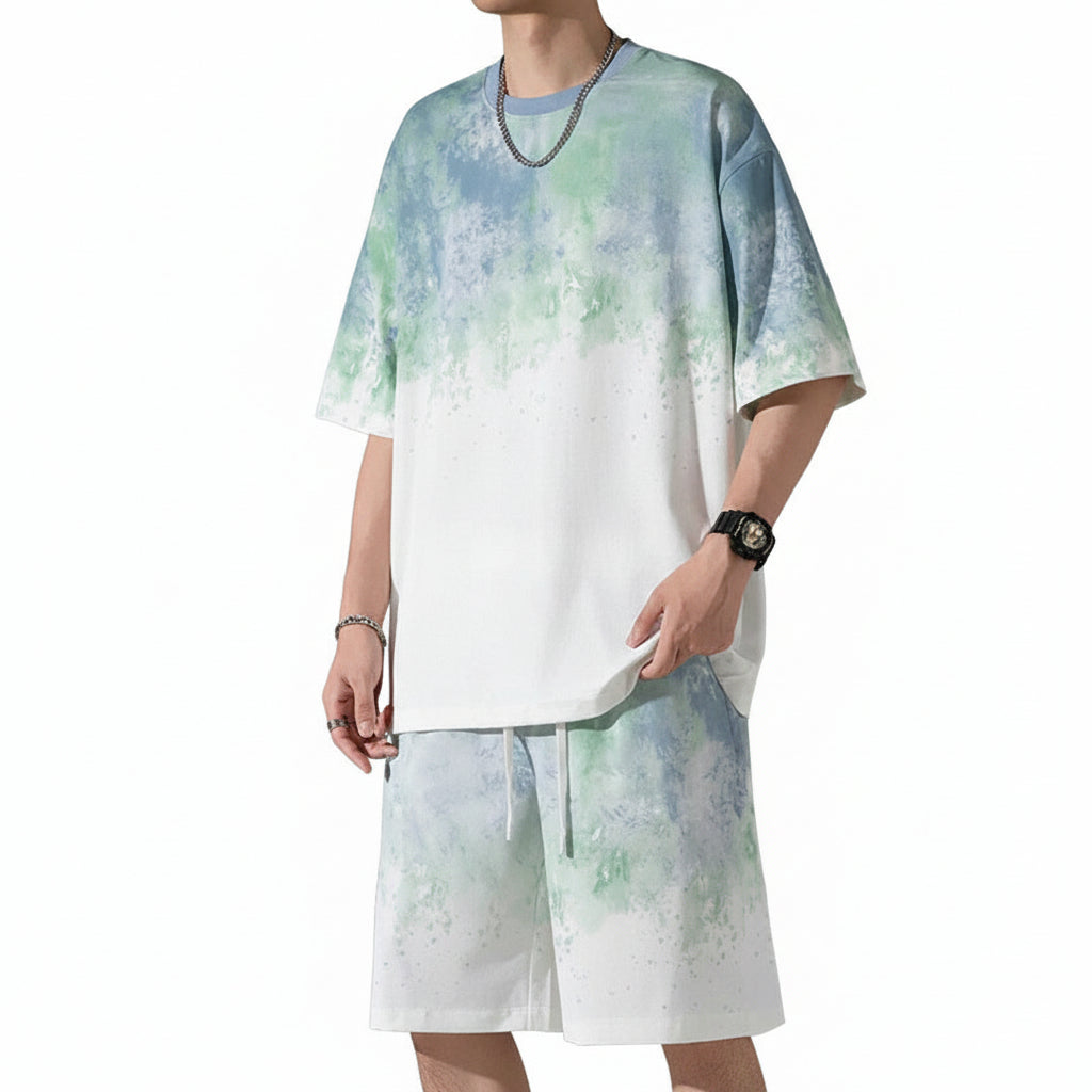 Set Men's Short Sleeve T-Shirt Short Pants Men's Summer Plus Size