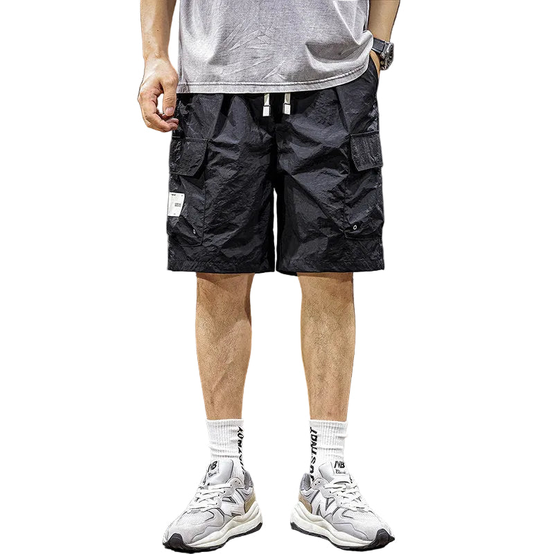 Black cargo shorts men's mid-pants
