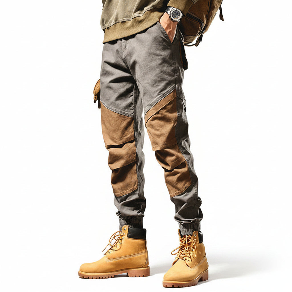 Color-blocking cargo men pants