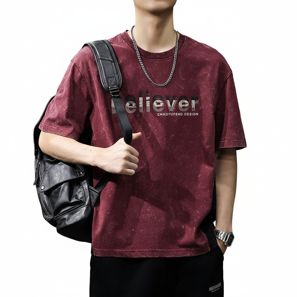 Heavy Short Sleeve T-Shirt Men's Thin Loose Trendy Cotton Half-Sleeve