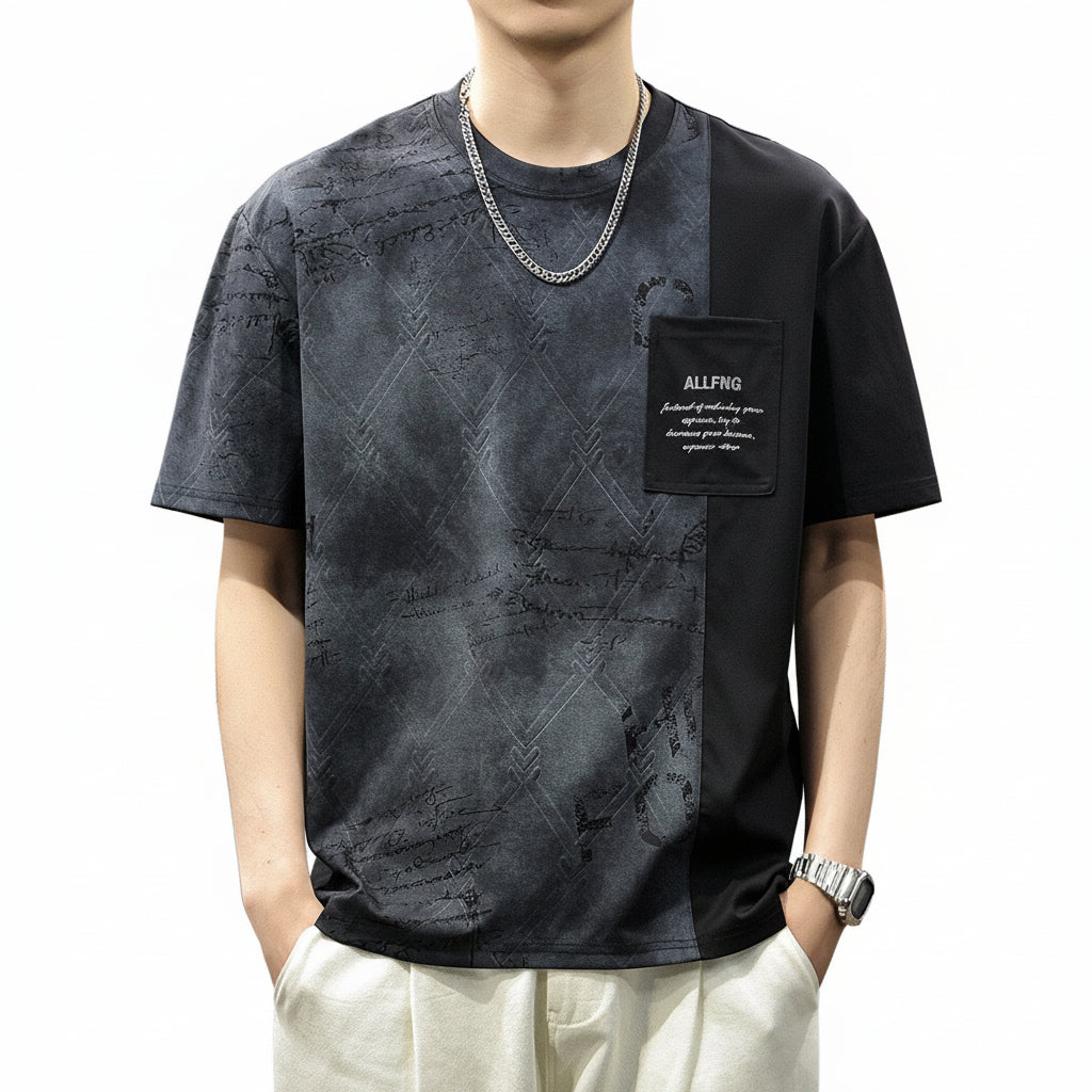 Tie-dye print unisex short-sleeved T-shirt men' Tee