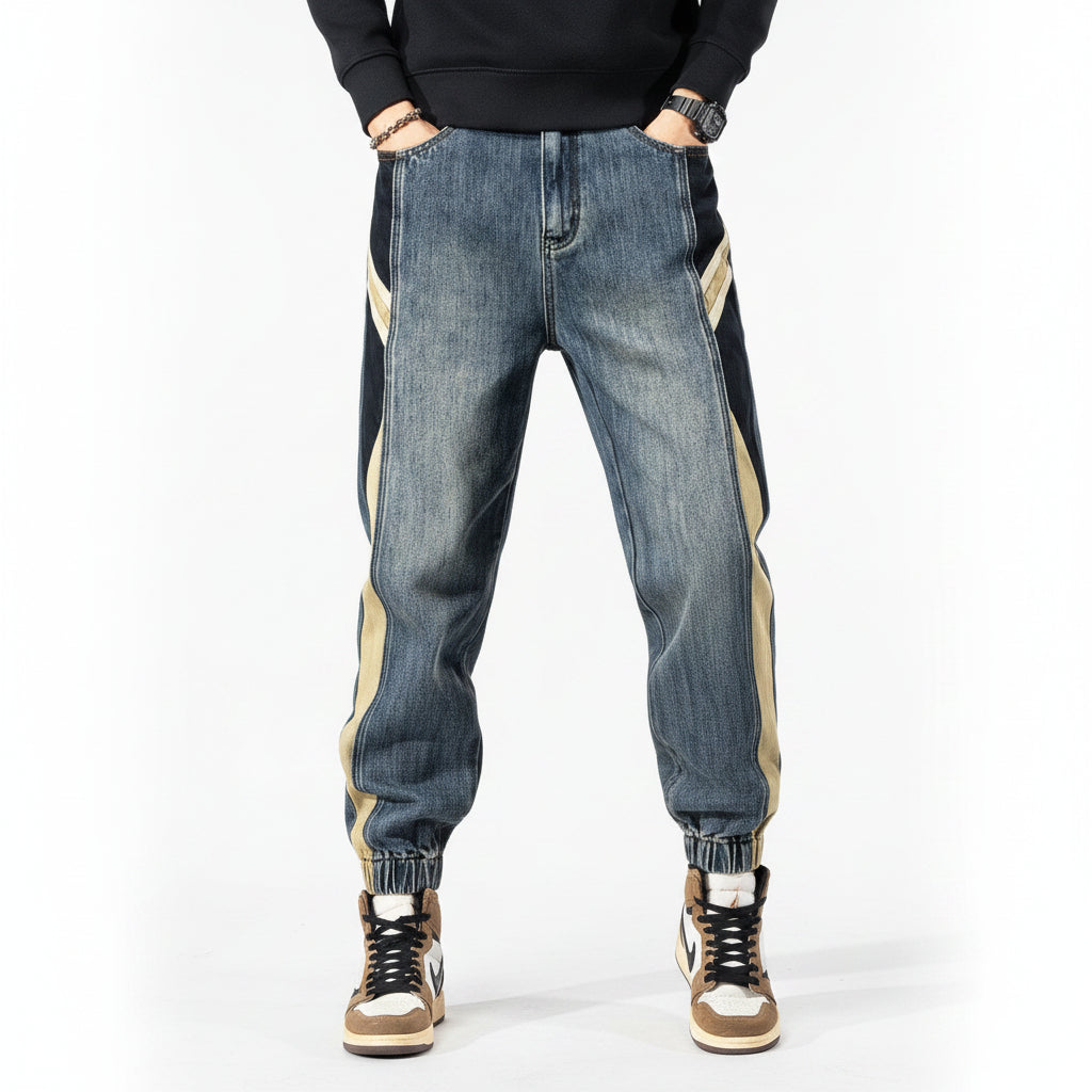 Jeans elasticated waist men denim pants