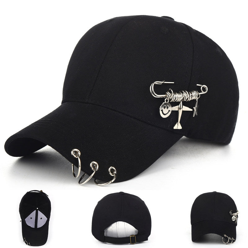 Sleek peaked black cap