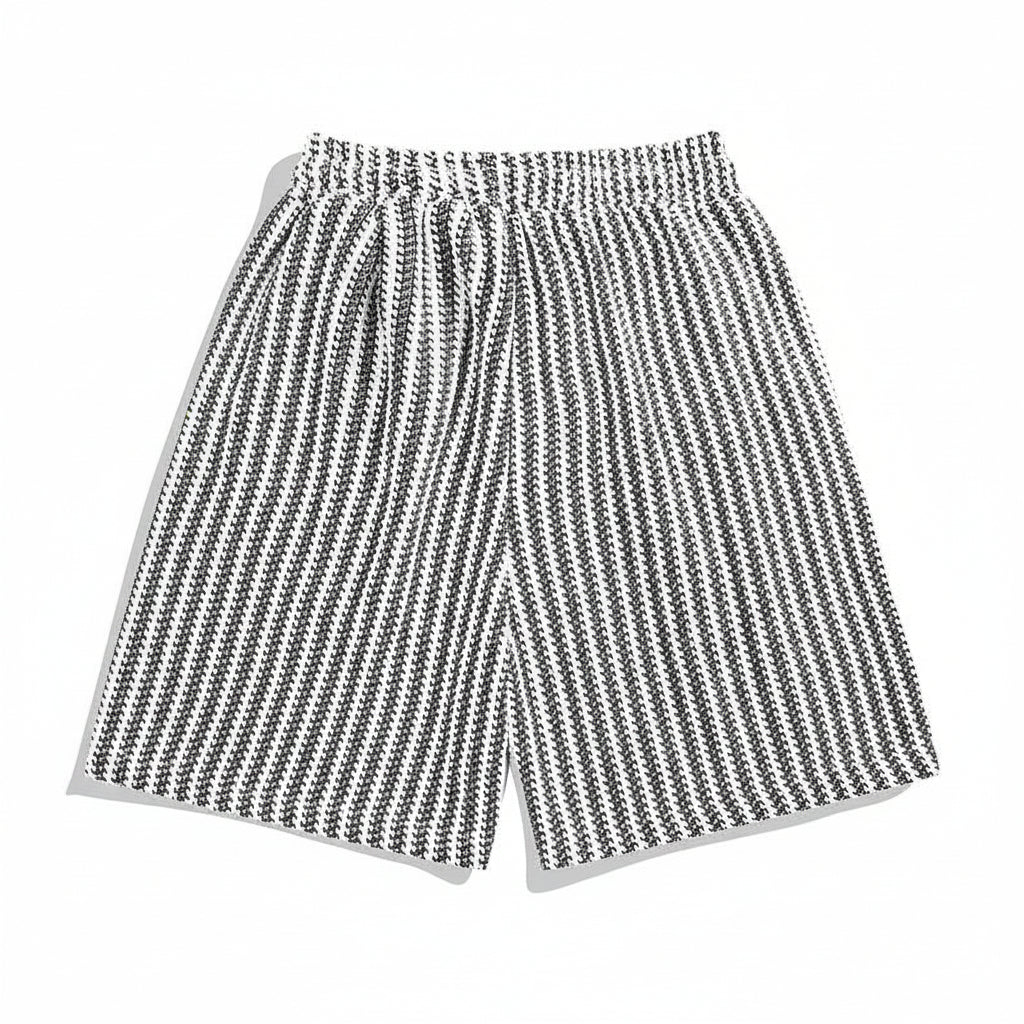 Silk knitted striped shorts unisex pants