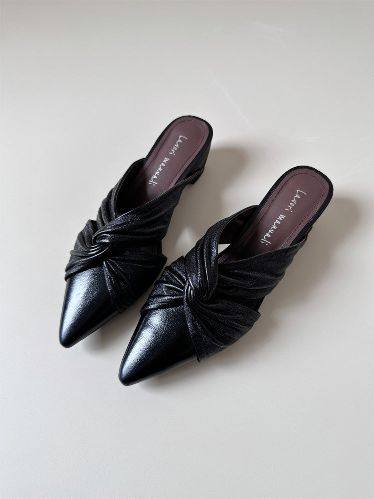Flip on leather high heel cross-flipped sandals