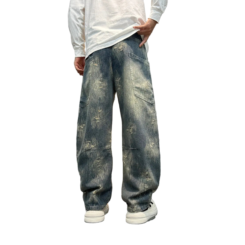 Jeans Jacquard Nostalgic Scratched Scimitar Long Pants