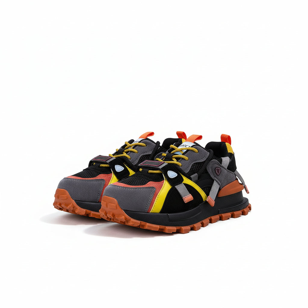 Color-blocking lace-up shoes