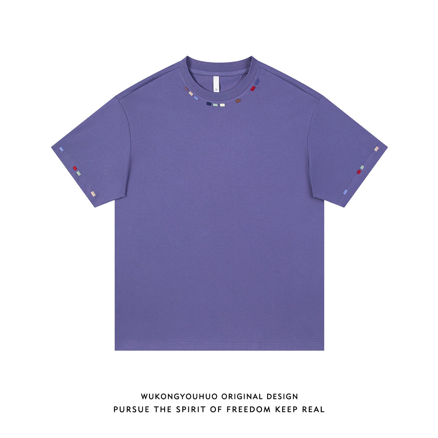 Hip-hop embroidery crew neck short-sleeved T-shirt men's half-sleeved tee