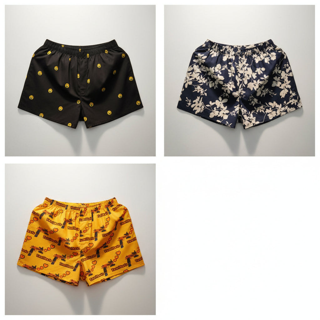 Smiley face men boxers beach summer shorts