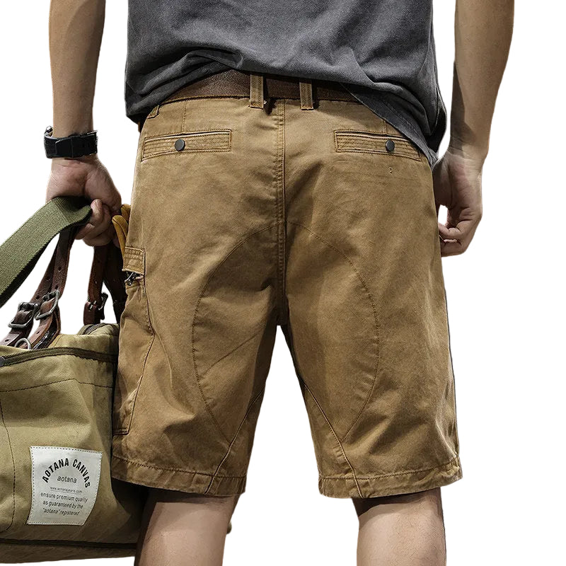 Summer cotton men's casual shorts loose multi-pocket cargo straight mids