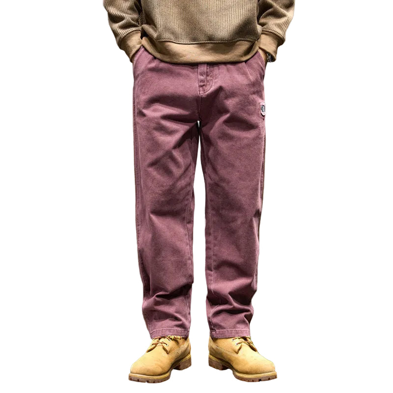 Jujube wide-leg pure cotton micro-tapered trousers