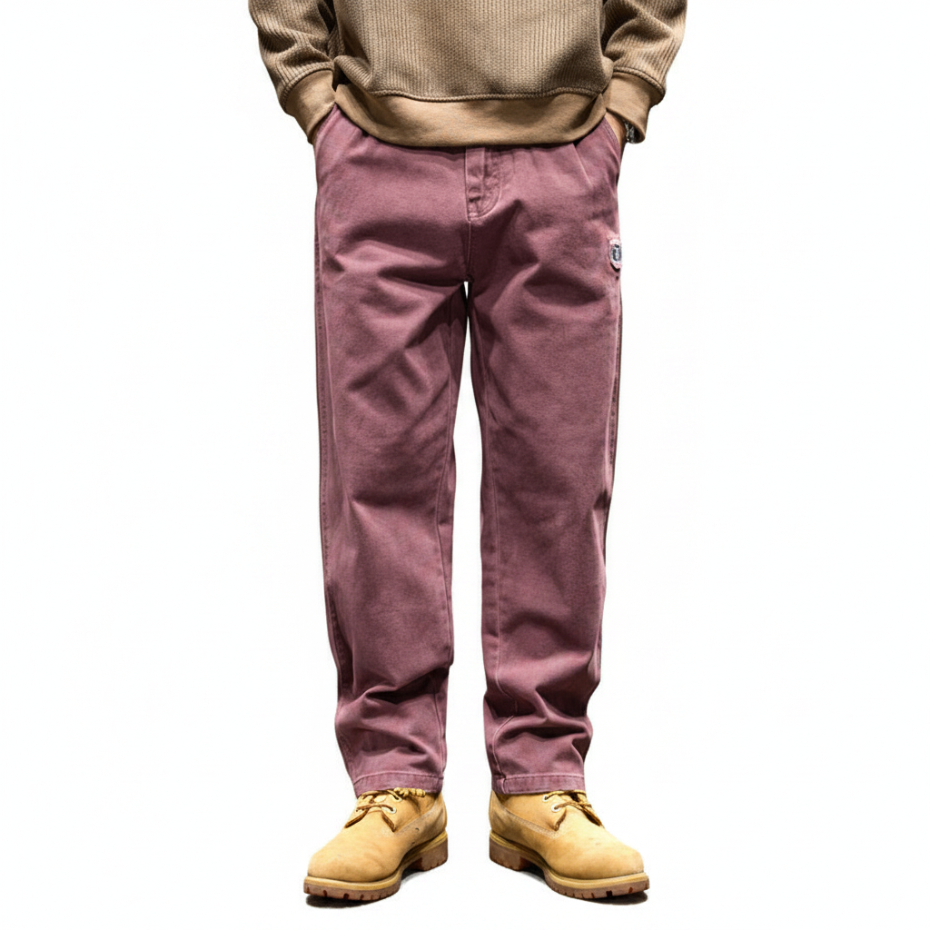 Jujube wide-leg pure cotton micro-tapered trousers