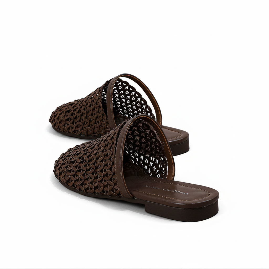 Semi-slippers summer woven breathable flat casual women's shoes