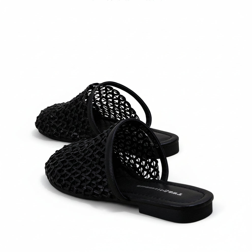 Semi-slippers summer woven breathable flat casual women's shoes