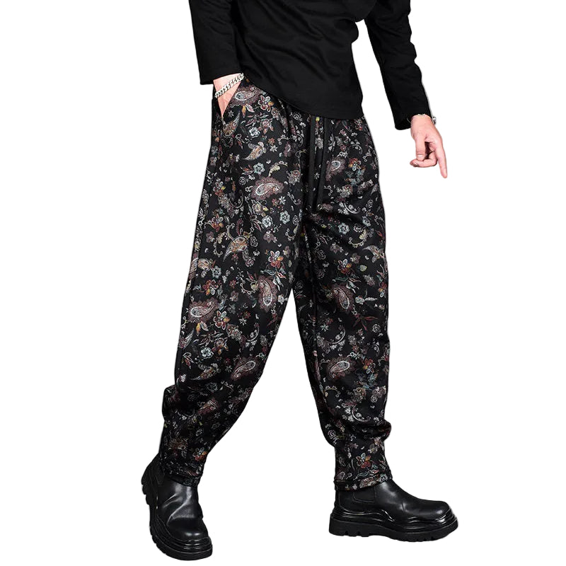 Ruffian cashew flower drape men pants
