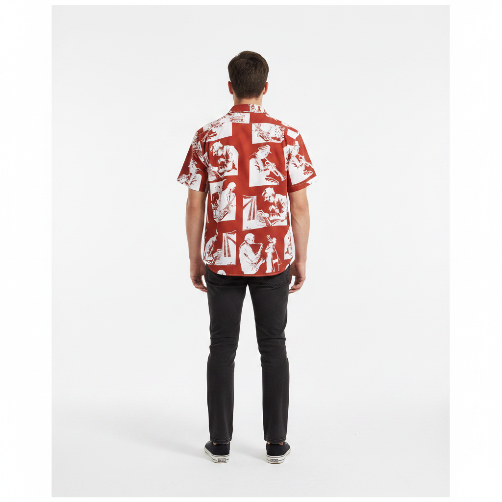 Full printed short-sleeved shirt summer shirt