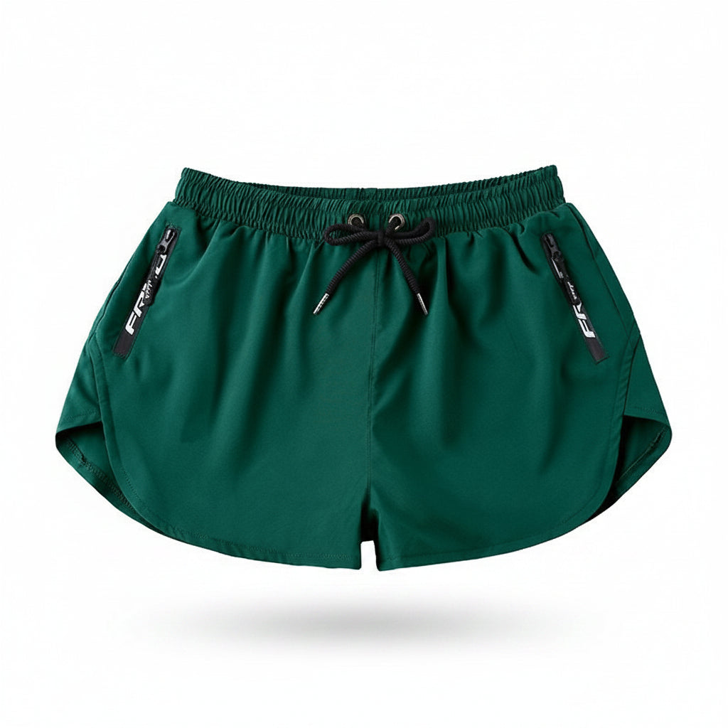 Avocado green beach pants men's with lined double layer stretch shorts