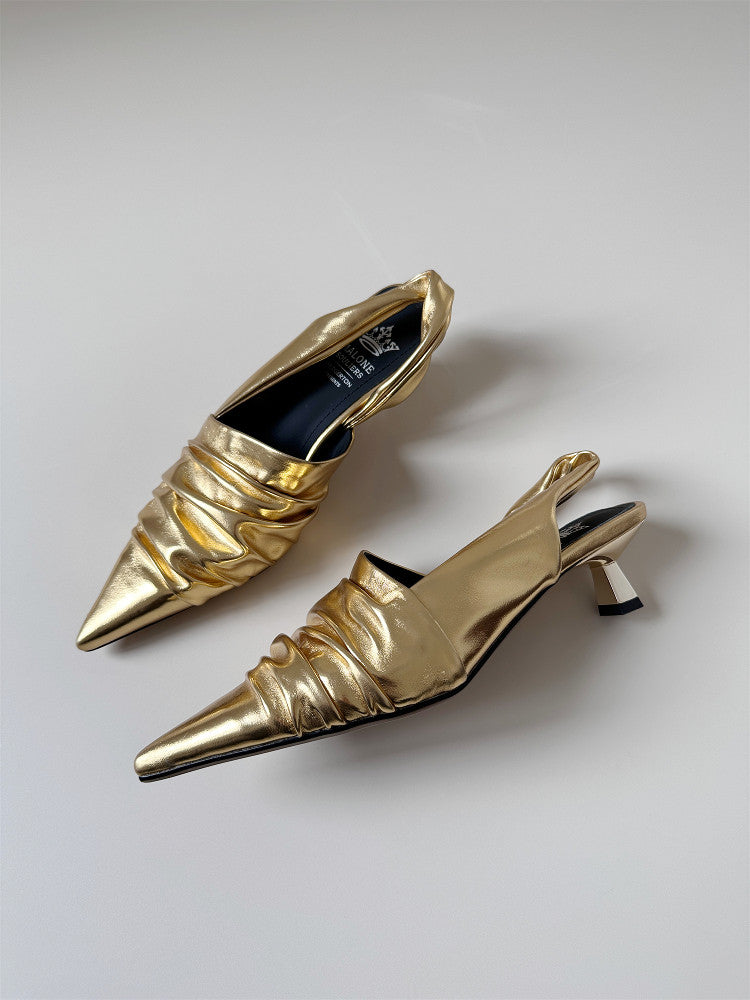 Mid-heel stiletto heel toe sandals women's summer pointed toe shoes