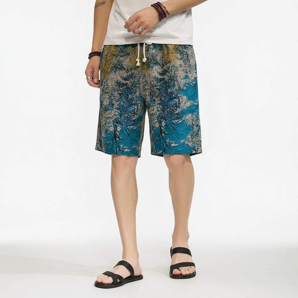 Silk beach pants summer men loose casual short pants