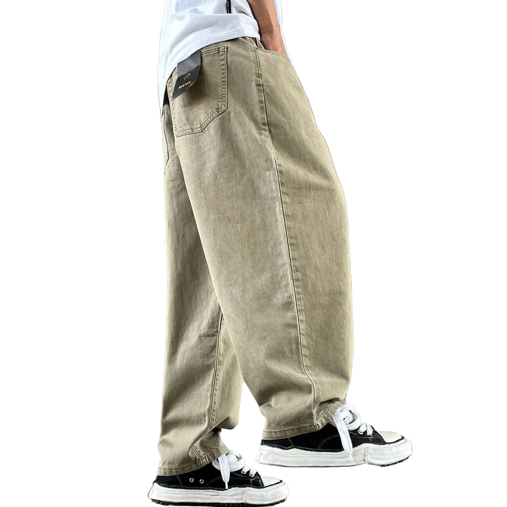 Ultra-loose wide-leg cargo tapered plus size men denim