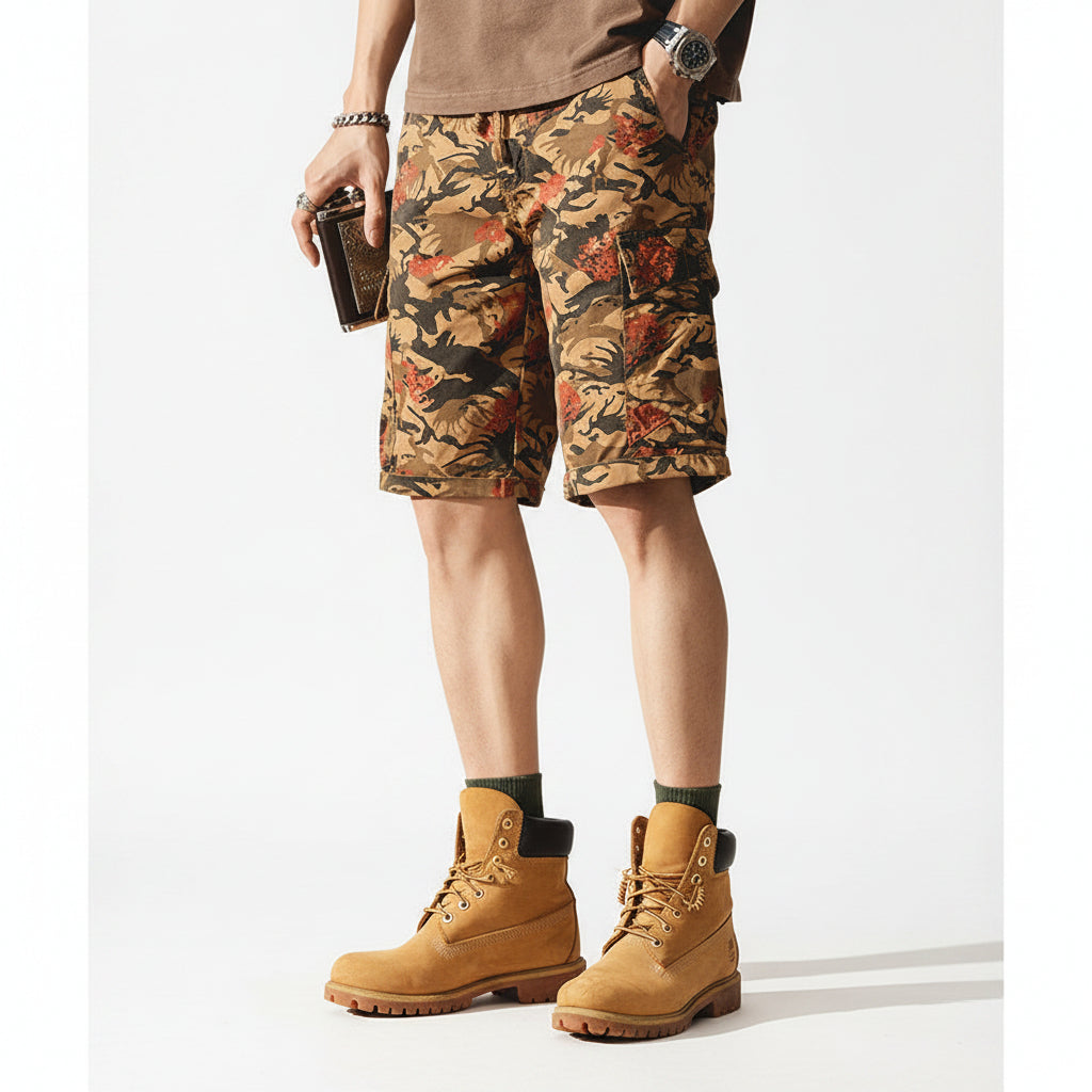 Tide cargo shorts pants men's loose fashion camouflage trousers