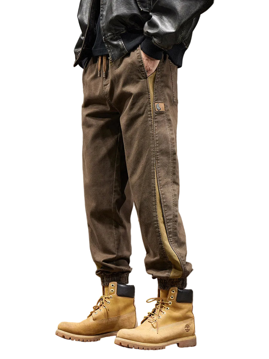 Contrasting spliced men's trendy cargo pants