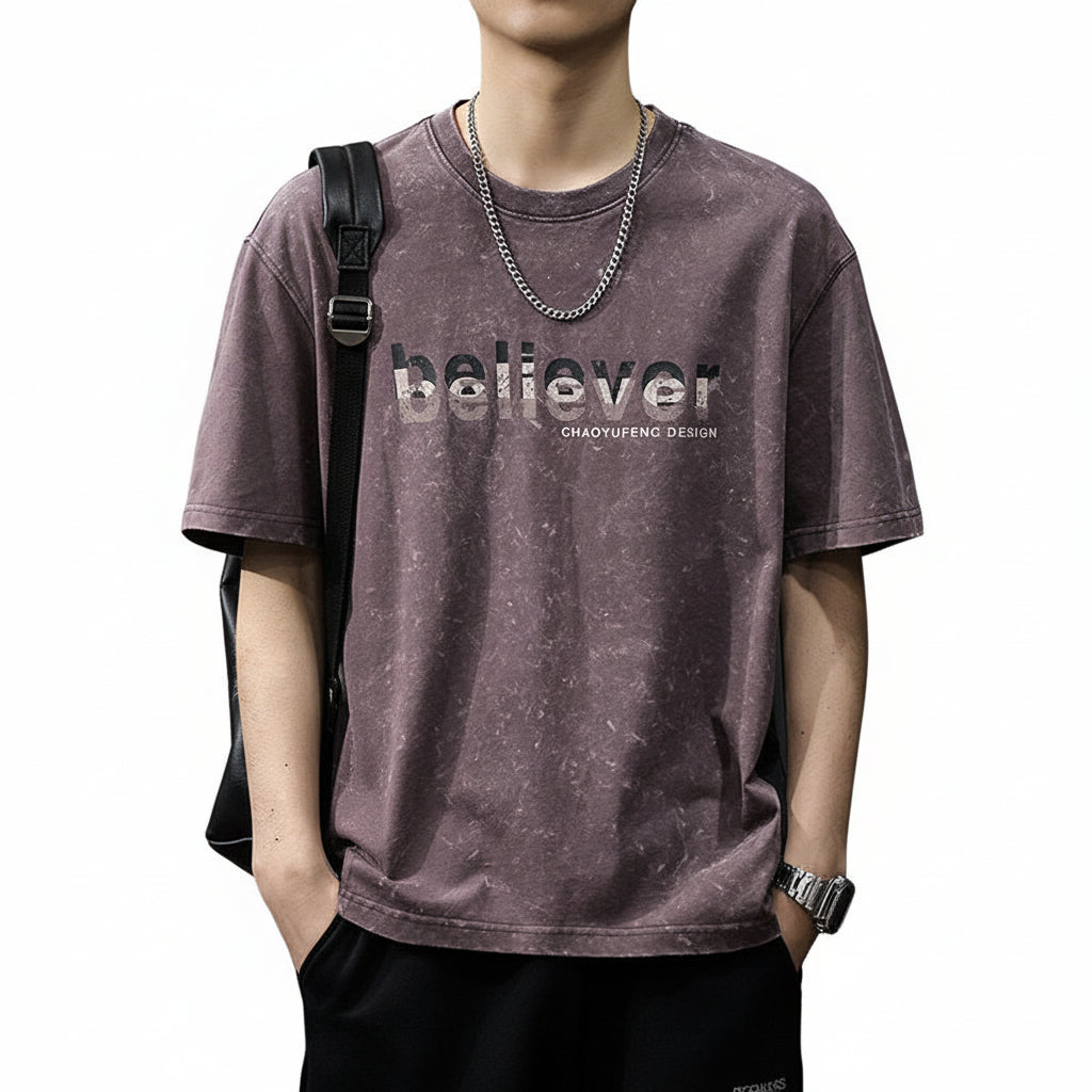 Heavy Short Sleeve T-Shirt Men's Thin Loose Trendy Cotton Half-Sleeve