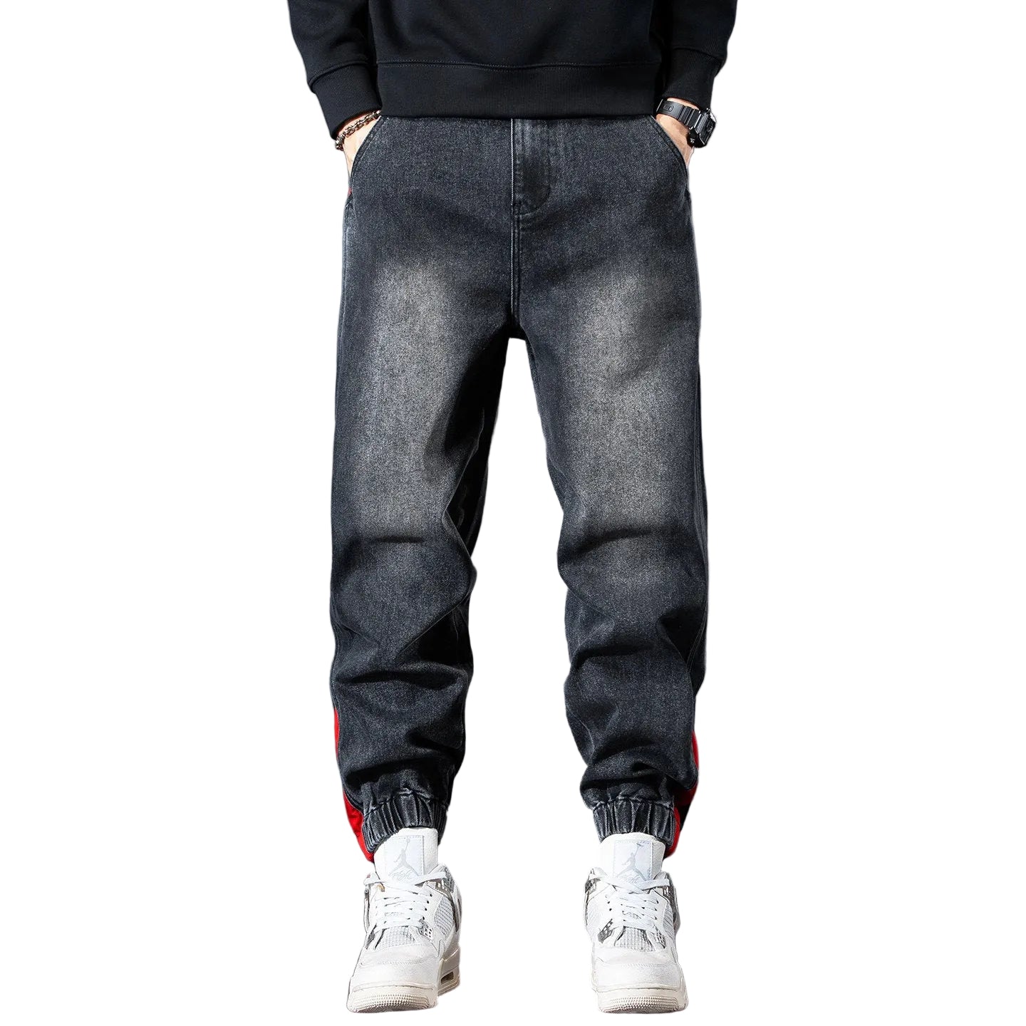Sleek dark gray men cargo pants